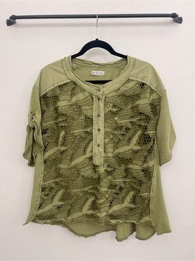 We The Free Green Boho Fly Away With Me Tee - Free People